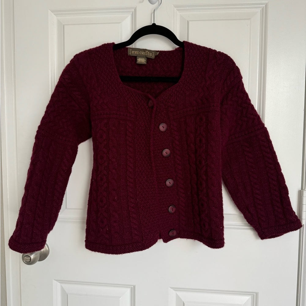 Inis Crafts 100% Merino Wool Chunky Irish Sweater Size Small